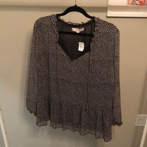 Loft Plus Size NWT Peplum Tulip Print Blouse